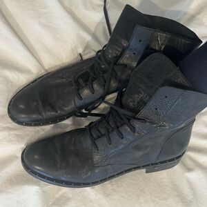 Freda Salvador Alanis Black Leather Combat Boots